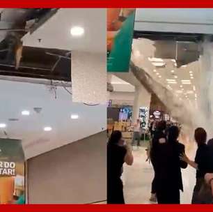 Parte do teto de shopping desaba durante temporal em São Paulo
