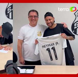 Neymar chega ao CT do Santos de helicóptero e recebe camisa 11 antes de festa na Vila Belmiro