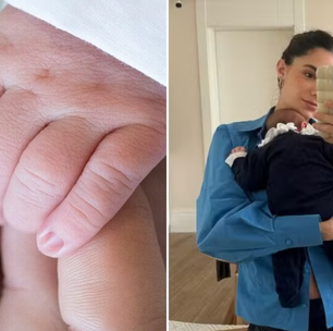 Esposa de Luan Santana, Jade Magalhães diz que furou as orelhas da filha de 1 mês