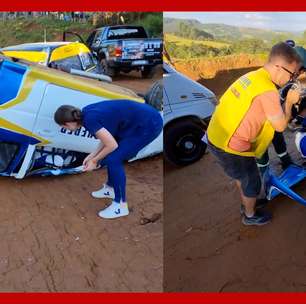 Carro capota durante corrida e gira no ar várias vezes em Santa Catarina