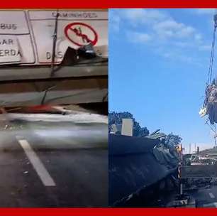 Rodovia Anchieta é liberada após caminhão derrubar passarela