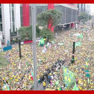Imagens aéreas mostram concentração de bolsonaristas em ato por anistia na Avenida Paulista