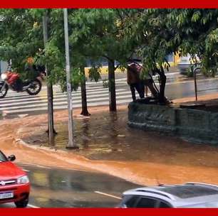 Temporal forma 'rio de lama' em rua de São Paulo; Defesa Civil emite alerta severo