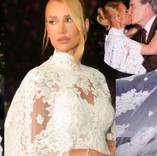 Renda, capa e transparência: os detalhes do vestido DESLUMBRANTE de Ana Paula Siebert na renovação de votos com Roberto Justus