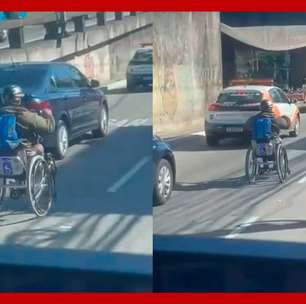 Cadeirante é flagrado trafegando por avenida e ultrapassando carros em Niterói