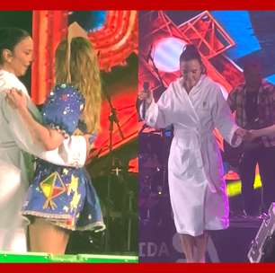 Ivete Sangalo surpreende e canta de roupão com Solange Almeida no São João de Caruaru