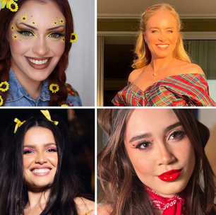 Capriche na make de Festa Junina com coração e bandeirinhas