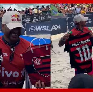 Ítalo Ferreira comemora classificação em Saquarema com camisa do Flamengo