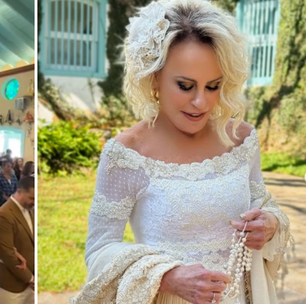 Ana Maria Braga renova votos de casamento em festa junina; veja