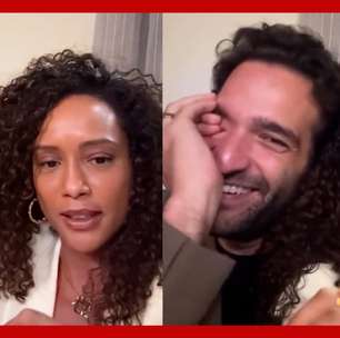 Taís Araújo e Humberto Carrão brincam sobre memes com a cabeça do ator: 'Tô traumatizado'