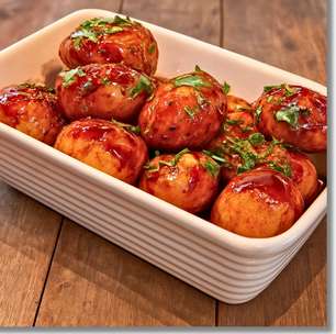 Batatinha oriental fácil ao shoyu e mel na panela: suculenta