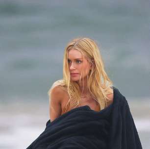 Marina Ruy Barbosa passa perrengue no frio em fotos de moda praia