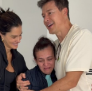 Rodrigo Faro e Vera Viel presenteiam funcionária com apartamento