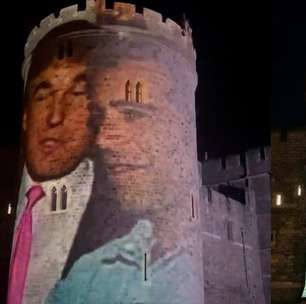 Ativistas projetam fotos de Trump e Epstein juntos no Castelo de Windsor em véspera de viagem