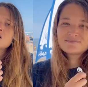 Coordenadora do Ecosurf SC explica ação para o Dia Mundial da Limpeza na Praia da Vila