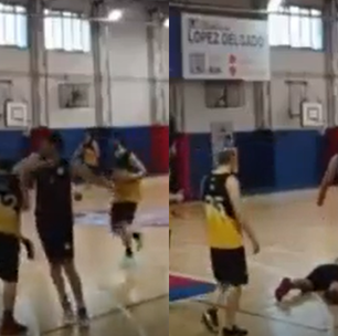 Atleta agride rival com cotovelada e pisão na cabeça em partida de basquete amador na Argentina