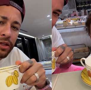 Neymar toma 'café da tarde' com Mavie e compartilha momento fofo: 'Minha dupla'