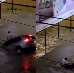 Homem é 'engolido' por enxurrada após carro cair em cratera na Bahia