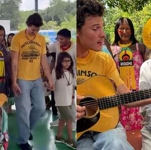 Shawn Mendes se encontra com cacique Raoni durante visita a Belém para a COP30