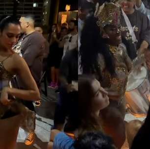Dua Lipa e Shawn Mendes caem no samba em festa com Bruna Marquezine e Gustavo Mioto, em SP
