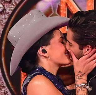 Ana Castela e Zé Felipe trocam beijos durante gravação de especial no SBT; veja fotos