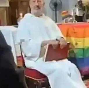 Padre coloca bandeira LGBT+ no altar, gera polêmica e missa é interrompida na Espanha