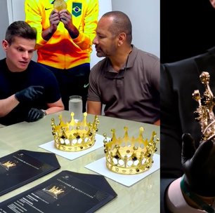 Neymar Pai ostenta coroas arrematadas por R$ 3,5 milhões em leilão do filho; confira