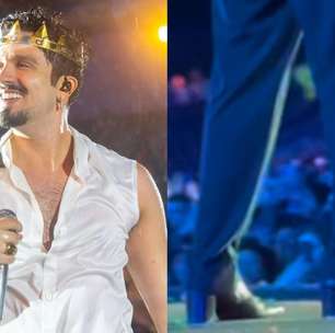 Luan Santana vira chacota ao aparecer usando bota de salto alto durante show