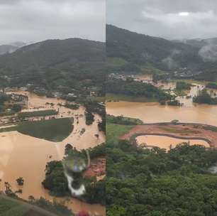 Imagens aéreas mostram o estrago das chuvas em cidade do interior de SC