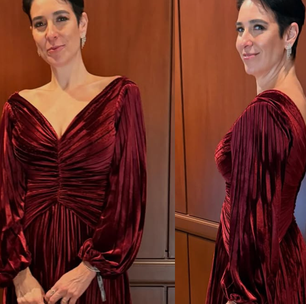Classuda! Esposa de William Bonner, Natasha Dantas aposta em vestido de veludo vinho para prestigiar o maridão no Emmy Internacional 2025
