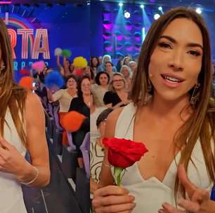 Patrícia Abravanel é presenteada com rosa por Roberto Carlos e reage: 'Quero te ver com a gente'