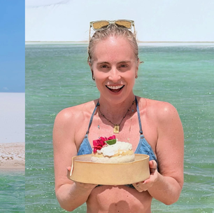 Angélica celebra 52 anos com topless nos Lençóis Maranhenses