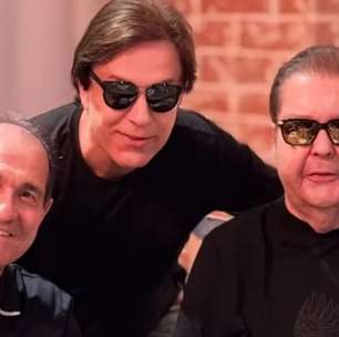 De óculos escuros! Faustão surge ao lado de Tom Cavalcante e Muricy em registro
