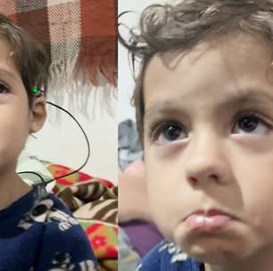 Menino de 3 anos fica emocionado após ouvir pela primeira vez