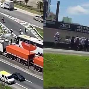 Torcedores de Santos e Internacional entram em confronto na BR-101 em SC