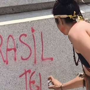 Mulher indígena é detida por pichar monumento durante protesto contra PL da Dosimetria em BH