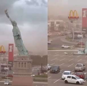 Vendaval derruba estátua da Havan no Rio Grande do Sul