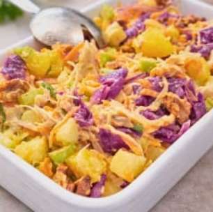 Salpicão de Natal com iogurte e mandioquinha: leve e saboroso