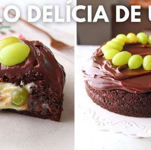Bolo delícia de uva: a massa de chocolate fofinha e perfeita para brilhar na mesa da Ceia de Natal.