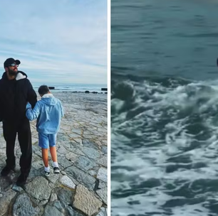 Pedro Scooby leva o filho de 13 anos para pegar ondas gigantes em Portugal