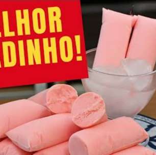 Geladinho cremoso de morango: bateu, gelou e está pronto, fica tão cremoso que parece sorvete.