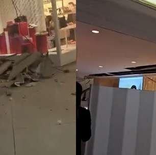 Teto desaba em frente de loja no Shopping Iguatemi, em SP