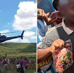 Frigorífico joga carnes com Flávio Bolsonaro por helicóptero em ação de Natal e gera polêmica