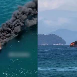 Lancha pega fogo e seis pessoas ficam feridas em Angra dos Reis (RJ)