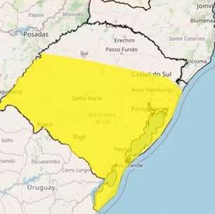Frente fria provoca virada no tempo e Inmet emite alerta de tempestade no RS