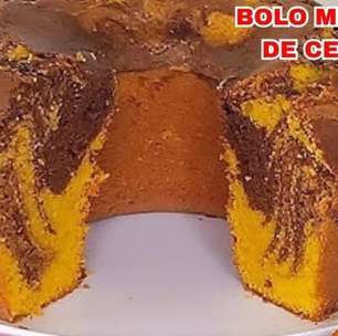 Bolo mesclado de cenoura e chocolate super fofo, delicioso e muito simples de preparar para a família