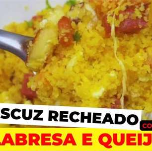 Como fazer cuscuz recheado de calabresa e queijo que fica uma delícia e é muito prático