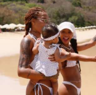 Ludmilla e Brunna Gonçalves trocam beijo em praia de Fernando de Noronha