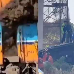 Guindaste cai sobre trem, provoca incêndio e deixa mortos e feridos na Tailândia
