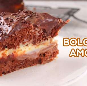 Bolo dois amores que une o chocolate e o creme branco em uma massa fofinha e perfeita para o café